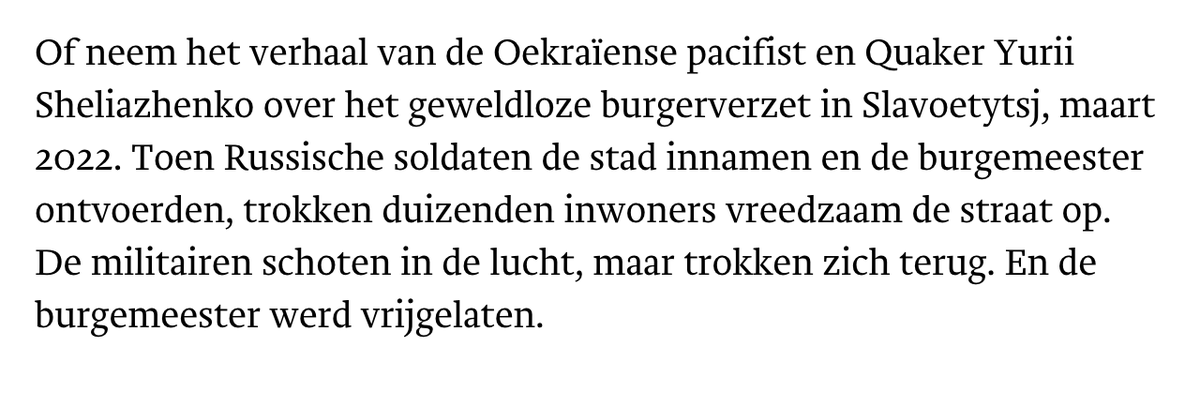 Marianne Thieme beweert in Trouw dat de Russen Slavoetytsj vreedzaam verlieten, louter omdat burgers de straat opgingen. Haar stelling kort samengevat: als heel dit doet, pakken de Russen hun biezen. Pijnlijk dat de krant dit plaatst, want de feiten liggen anders. 🧵 1/14