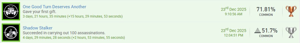 We got 2 trophies today in Rise of the Ronin! One for being super stealthy and assassinating 100 enemies, and one for giving a comrade a gift! We raided out to <a href="/Mitzu_Bishii/">Mitzu ✧.* 🐈‍⬛ 👻</a> who is playing Resident Evil 2, so go check her out!