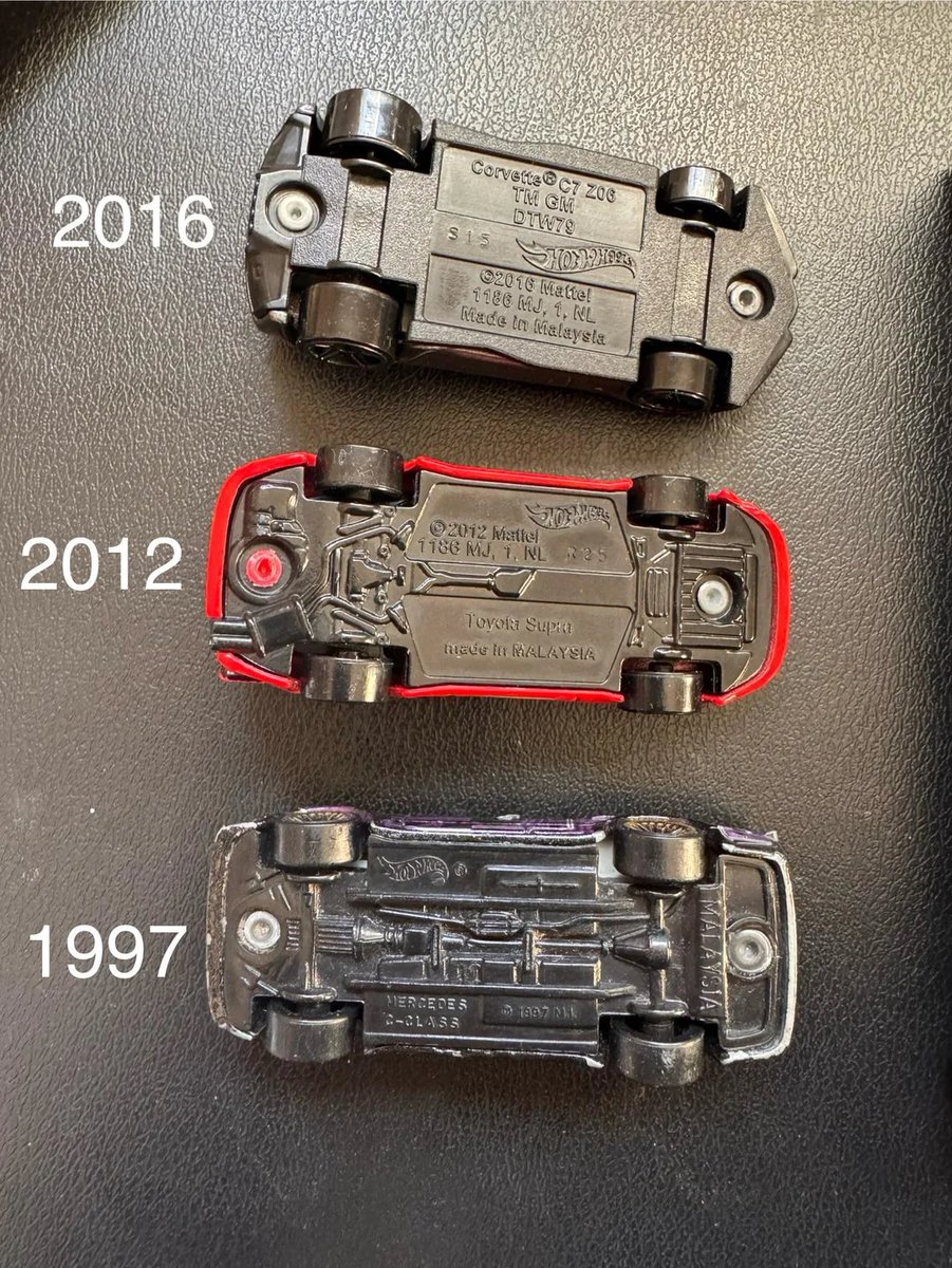 DesignSlop's tweet image. Hot wheels losing details over the years