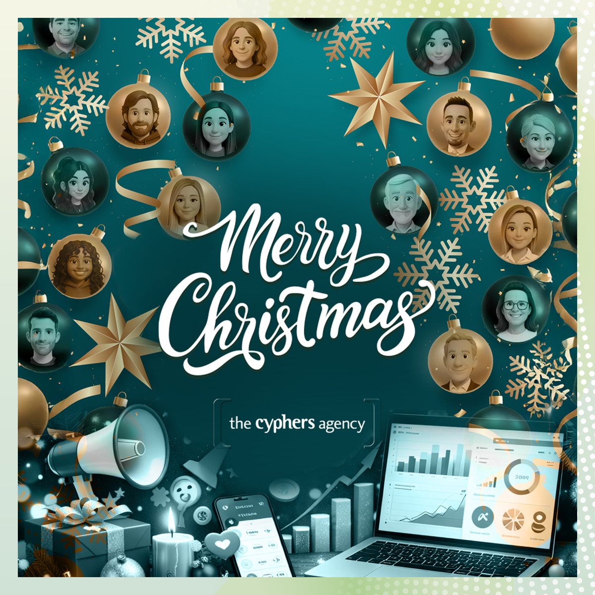 Merry Christmas from all of us at The Cyphers Agency!

We hope the holidays bring you warmth, connection, and moments that truly matter.