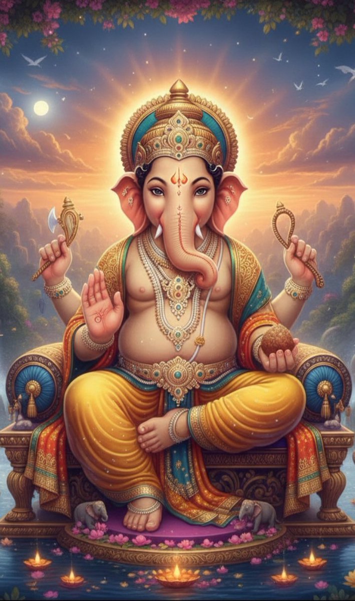 💐🔱ॐ श्री गणधिपतये नमः 🔱💐
  
    वक्रतुंड महाकाय सूर्यकोटि समप्रभ।
  निर्विघ्नं कुरु मे देव सर्वकार्येषु सर्वदा॥

🌿विघ्न विनाशक, मंगलकारी, गजराज हमारे प्यारे, तुम बिन कोई शुभ काम न हो, तुम जग के रखवाले।
🌿विघ्नों का हर अंधेरा हरने वाले गणपति ...बुद्धि, विवेक और शुभता के