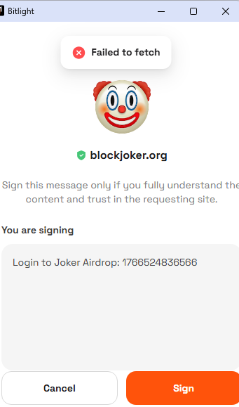 Avry2022's tweet photo. @BlockJokerCoin how to fix this please help https://t.co/02whQQRko4