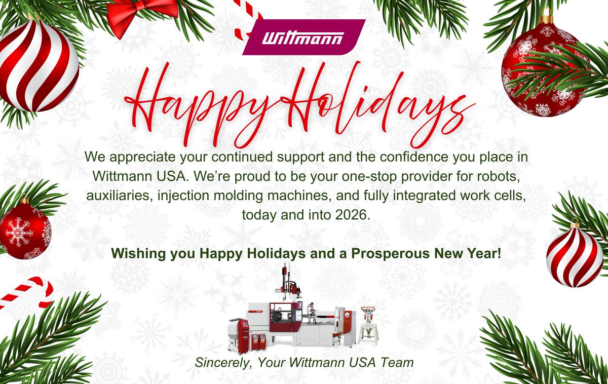 Happy Holidays to our incredible staff, valued customers, and partners across the plastics industry. Thank you for your trust, collaboration, and support throughout the year. Wishing you a safe, joyful holiday season and a successful New Year ahead. 🎉❤🥳 #itsallwittmann