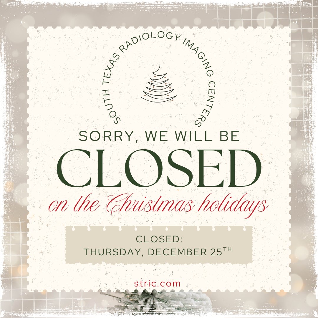 STRICMammogram's tweet photo. STRIC offices will be closed Thursday, December 25th in observance of Christmas.  We will reopen Friday, December 26th. https://t.co/9SqCscWcwk