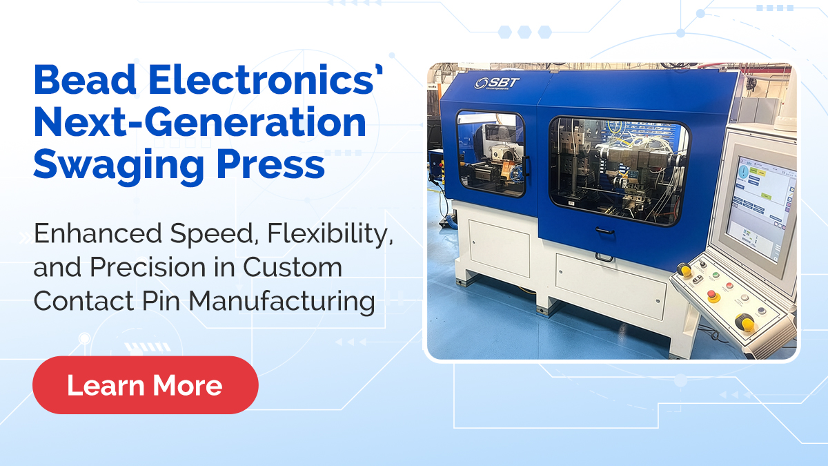 beadelectronics's tweet photo. Bead Electronics’ new next-generation swaging press delivers faster setups, tighter tolerances, and greater design flexibility for solid &amp; hollow pins.

See what this means for lead times and performance below 👇

#PrecisionEngineering #CustomContactPins #Swaging #USManufacturing https://t.co/1yo4Ebqgwn