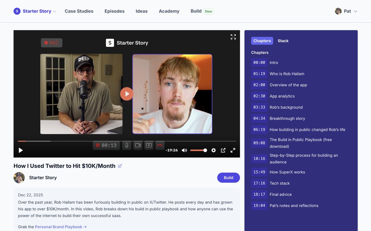 starter_story's tweet image. ⚠️ WARNING: this video is “dangerous”

too dangerous to publish on youtube.

it's an interview with a regular dude who built a saas tool by himself that changed his life forever.

all numbers are verified by our team.

maybe big tech doesn’t want you seeing these stories?

maybe…