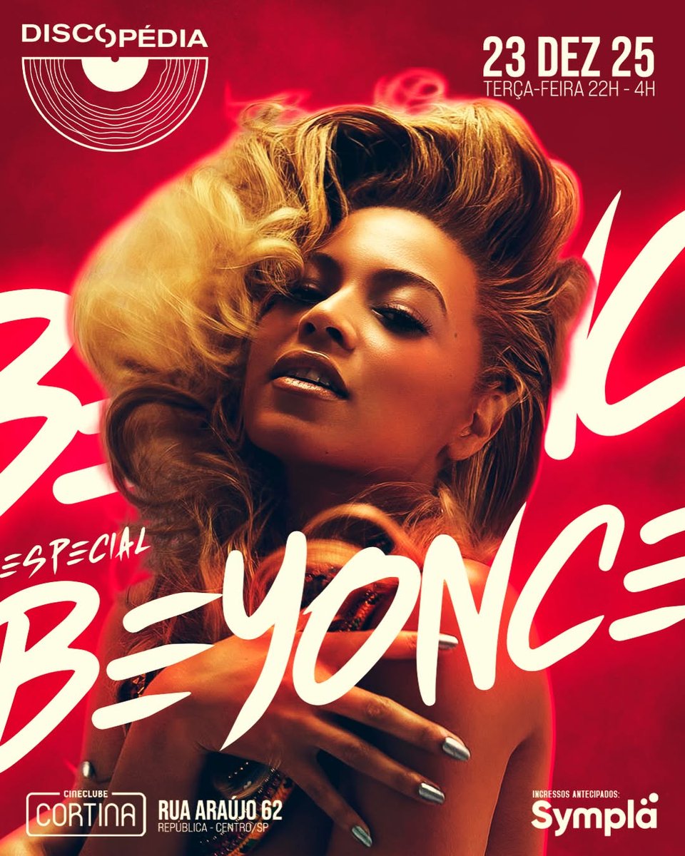 _Discopedia's tweet image. Última Discopédia de 2025!

A Sensacional de São Paulo, encerra o ano em grande estilo com um dos melhores especiais, "Beyoncé"!

Hoje, 23/12/2025, a partir das 22h no Cineclube Cortina.

DJs DanDan, Marco &amp;amp; Nyack nos toca-discos.
Abertura, DJ Lino.

Ingressos esgotados!