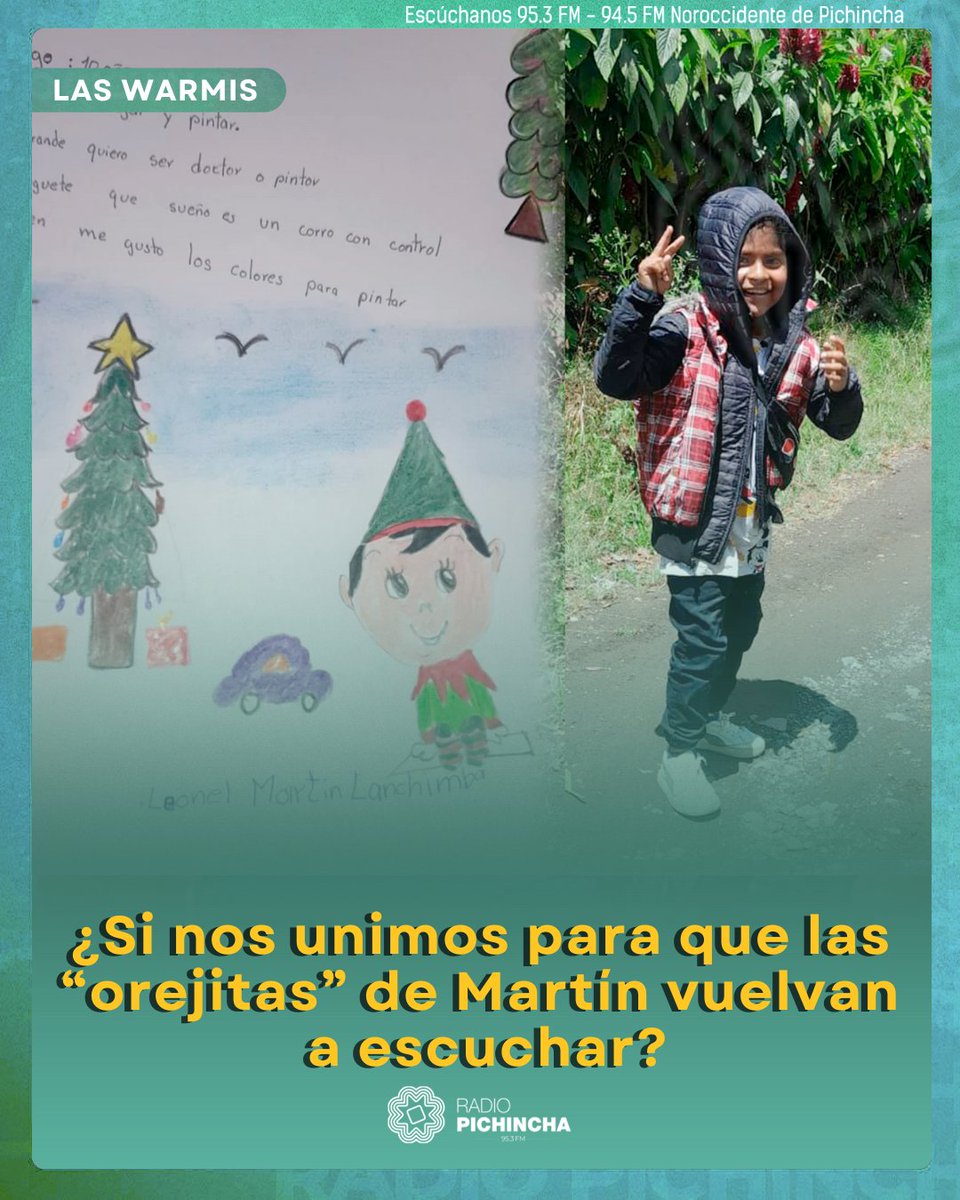 👭#LASWARMIS | Martín, de 10 años, enfrenta múltiples desafíos de salud desde su nacimiento. Su madre, Pamela Lanchimba, pide ayuda para costear audífonos que le permitan comunicarse, aprender y desarrollarse plenamente.
Los detalles ⬇
radiopichincha.com/martin-necesit…