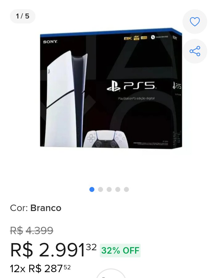 ATACYT's tweet image. Playstation 5 Slim Digital 
R$ 2.991,32 
mercadolivre.com/sec/2LfX95d