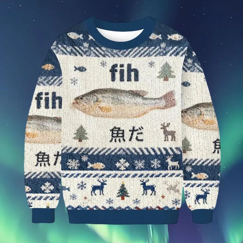 RubberyJoy's tweet photo. ㅤ

Before the goggled man ( @RYUSOKENFLAMES ), a gift box hastily wrapped in a way only an amateur could, the ugliest Christmas sweater ever conceived was inside. From above,

“ OOOOOIIII—-!! Make sure take care of yer gift! I picked it out just for you! ”

ㅤ https://t.co/NGhZobHX2i