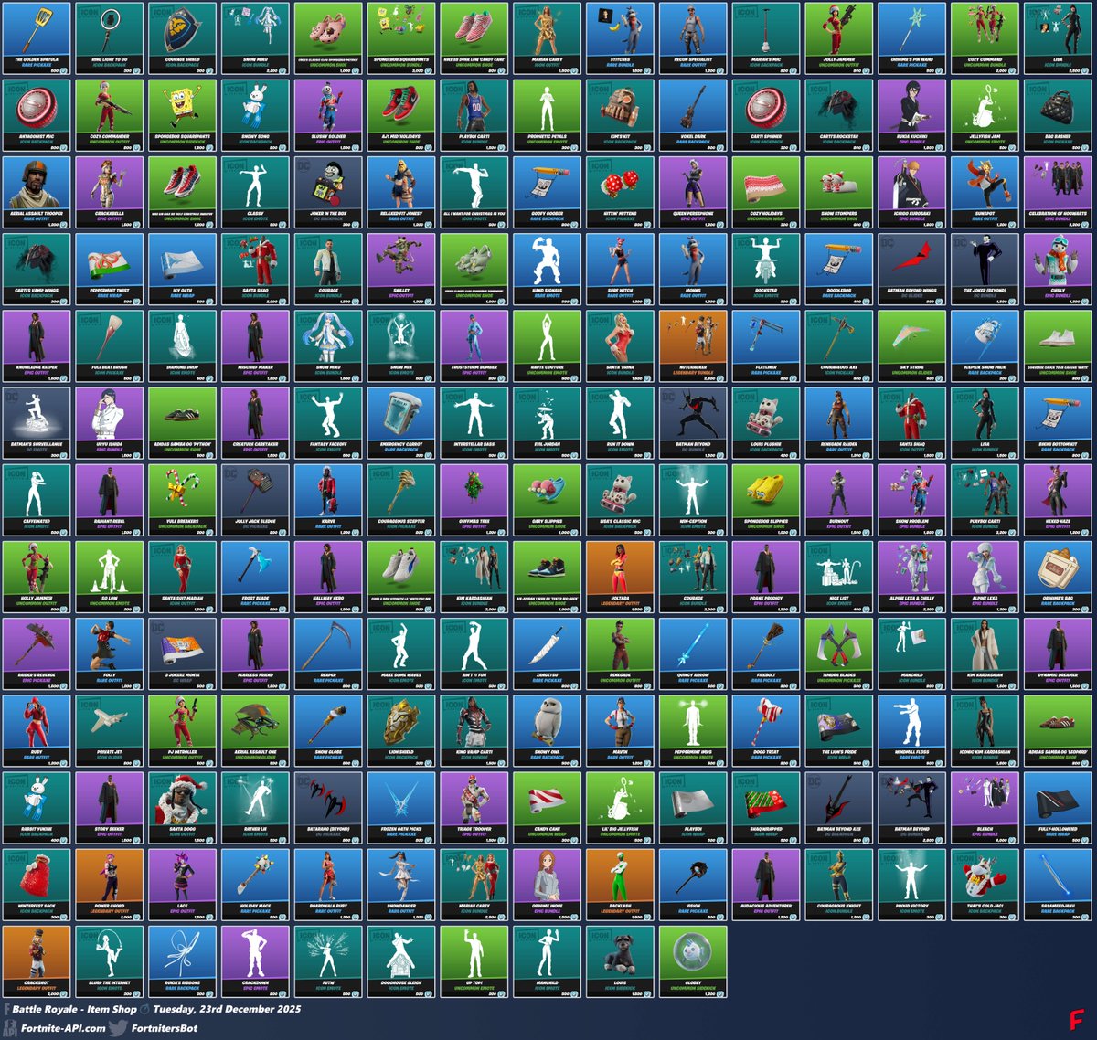 FortnitersBot's tweet image. #Fortnite Battle Royale - Item Shop • 23rd December 2025