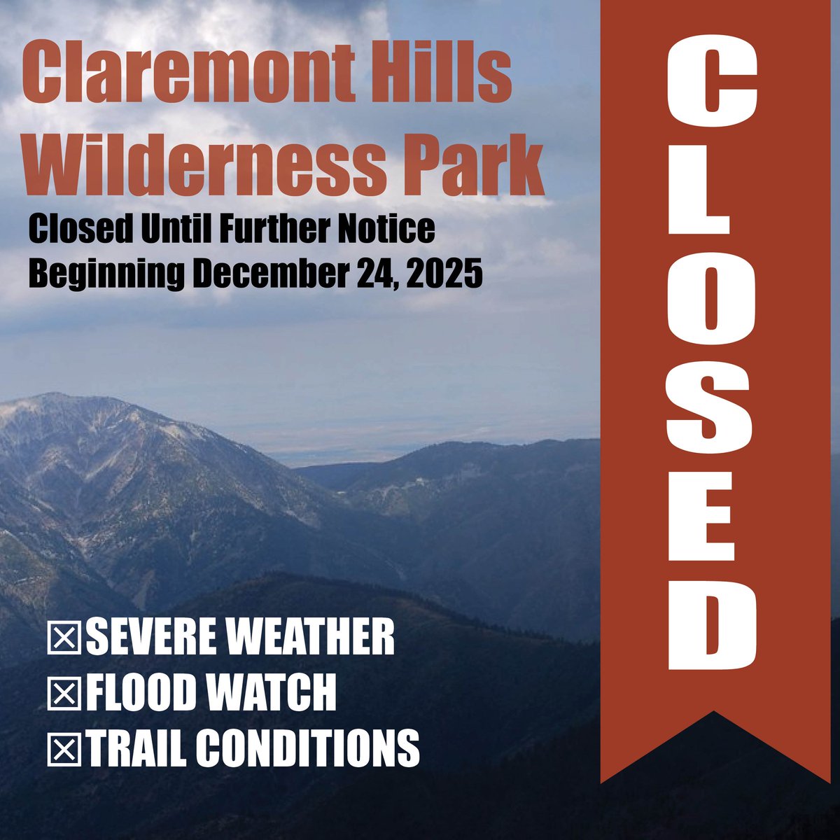 CHWP CLOSURE BEGINNING DECEMBER 24 The CHWP will be closed due to ...