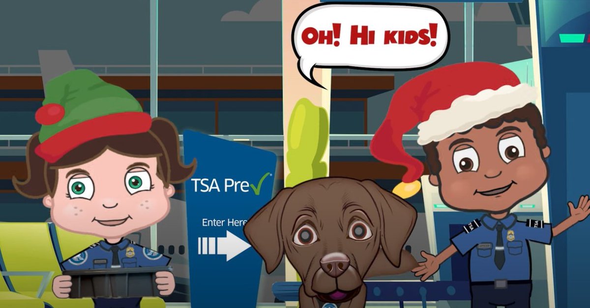 TSA's tweet image. Parenting is hard. 
Airports are hard. 
TSA Kids makes it easier! (Especially during #HolidayTravel!)

Help your little besties prepare for your next trip with our TSA Kids videos, so they know what to expect at the airport. 

Check it out ⤵️
youtube.com/playlist?list=…
