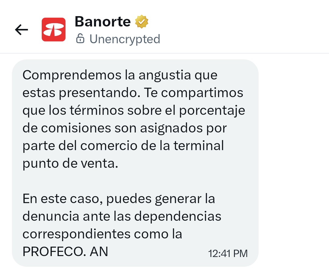 cfvf79's tweet photo. @BanorteEscucha dice que ellos no controlan sus terminales. Increíble. @Profeco, el banco se deslinda de un cobro de DCC forzado del 6% en su propia plataforma. @ChaseSupport, take note of this lack of transparency https://t.co/PjpmOMuEv2