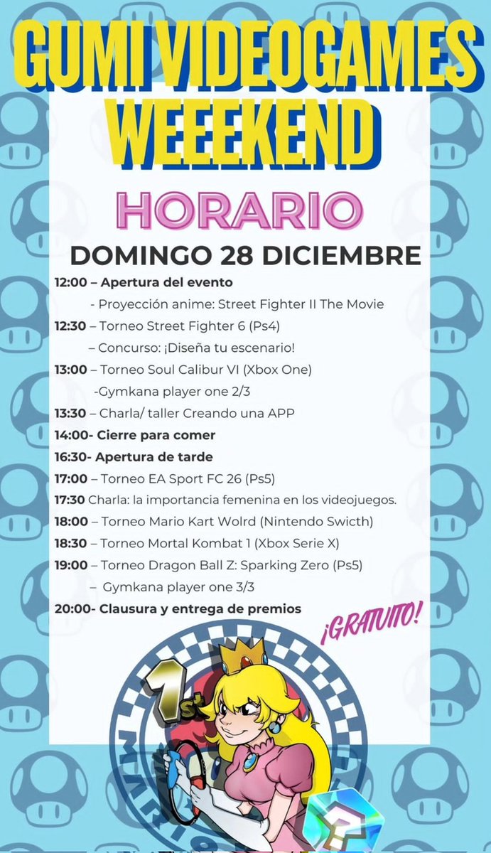 Y aquí os traemos el horario de este FIM DE SEMA A LLENO DE VIDEOJUEGOS Y TORNEOS 🎮👾🗓️