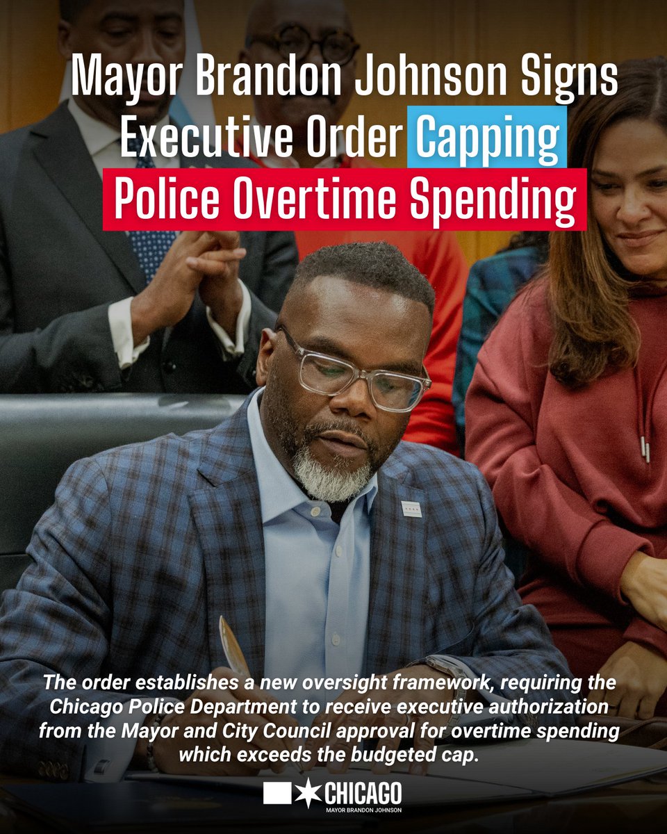 ChicagosMayor's tweet image. This executive order brings added discipline and accountability to the overtime process, which has been long overdue. We're protecting the health and well-being of our officers and ensuring Chicagoans can trust that taxpayer dollars are being spent responsibly and transparently.