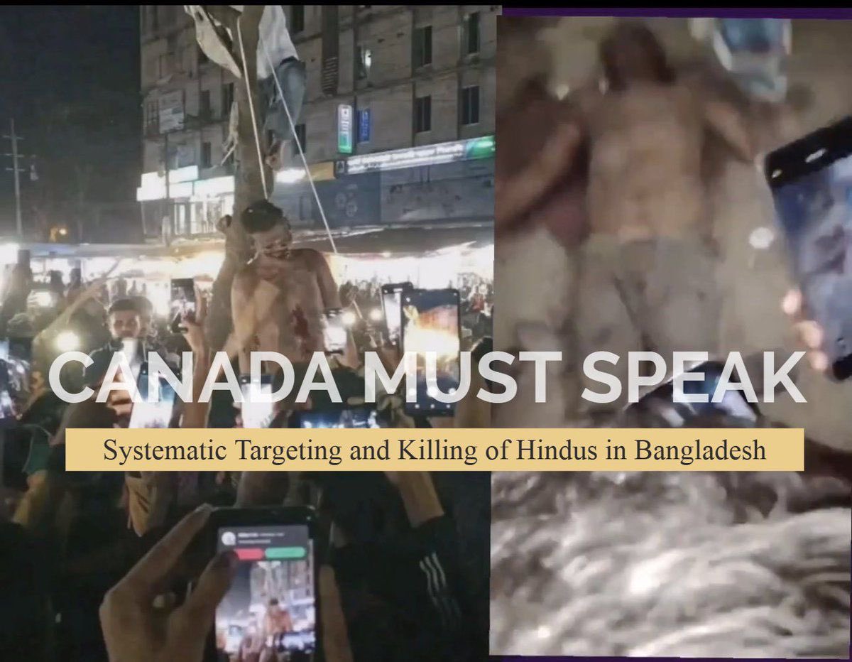 #HindusUnderAttackInBangladesh. Canada has a long tradition of standing up for human rights and protecting vulnerable Minorities.  Canada should use its diplomatic voice to call for accountability,  and protection of minorities. <a href="/MarkJCarney/">Mark Carney</a> <a href="/CoHNACanada/">CoHNA Canada</a> <a href="/officialHinduCF/">Hindu Canadian Foundation (HCF)</a>