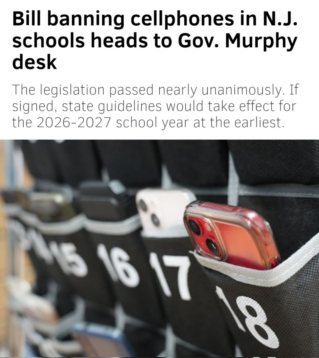 Almost every NJ Republican and Democrat want to ban cell phones from school

It's funny this topic was never brought up until teachers started getting exposed when they caught stating insane things

The kids could just put the phone in their pocket or bookbag, they do not have to