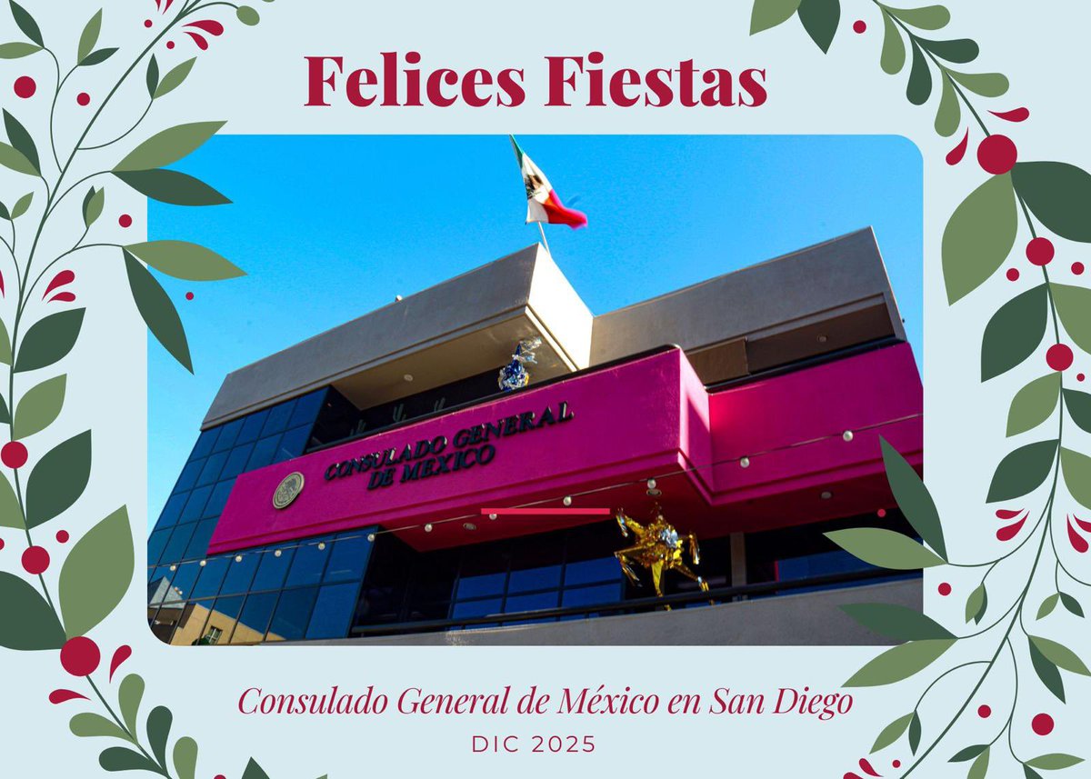 En esta temporada decembrina, quienes tenemos el privilegio de laborar en el Consulado General de México 🇲🇽, les deseamos muy felices fiestas a todas las personas migrantes y a la #ComunidadMexicana en general #Felicidades
