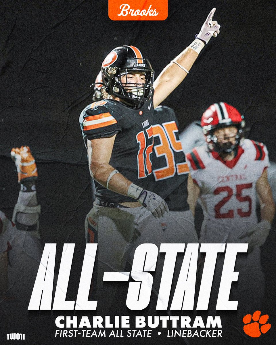 ButtramCharlie's tweet photo. Blessed to be selected to First Team All State along side one of my teammates! @Charlie_Bottoms @Brooks_LionsFB @recruitBROOKS @Coach_Gregg3 https://t.co/hkskuNuMwF