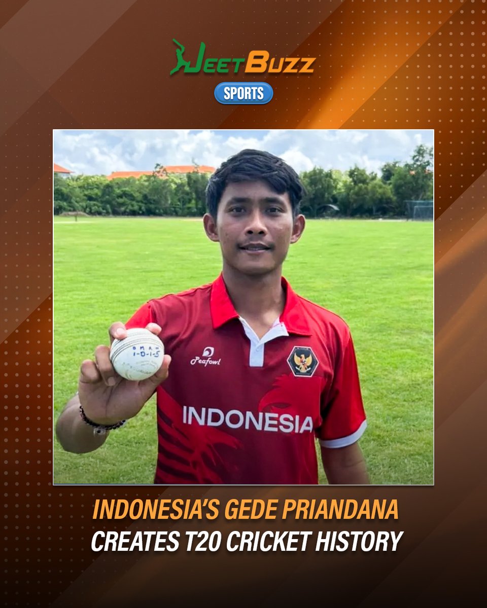 28-year-old Gede Priandana has made T20 history, becoming the first bowler to take 5 wickets in a single over! His fiery spell and hat-trick in the first T20I against Cambodia in Bali earned him this world record! 🔥🏏

#JeetBuzz #GedePriandana #T20Cricket #WorldRecord #Cricket