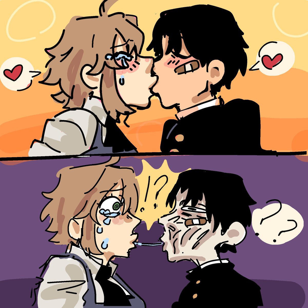 Demonhonho's tweet image. "Draw fami and bandaid boy pretty pls 🥺" 

Kiss of death

 demonhonho2.straw.page