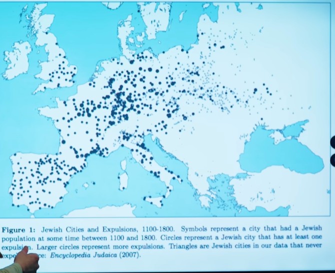 This map shows where Jews were expelled between 1100 and 1800. 

Nearly all of Europe persecuted Jews; except the Ottoman / Turkish rule.

Today, Netanyahu’s Israel targets Turkey as an enemy. An astonishing ingratitude.
