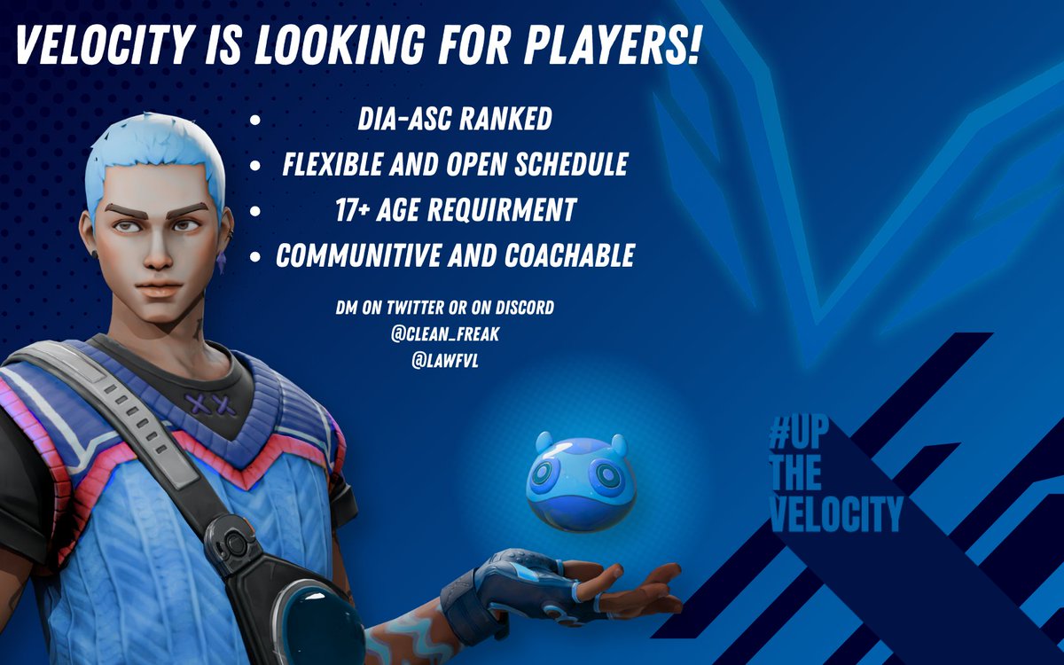 VelocityValo's tweet photo. Velocity is LFP! Come trial! #UpTheVelocity @ValorCentral @Hitbox_Americas #VALORANT https://t.co/yWUDUXBatW