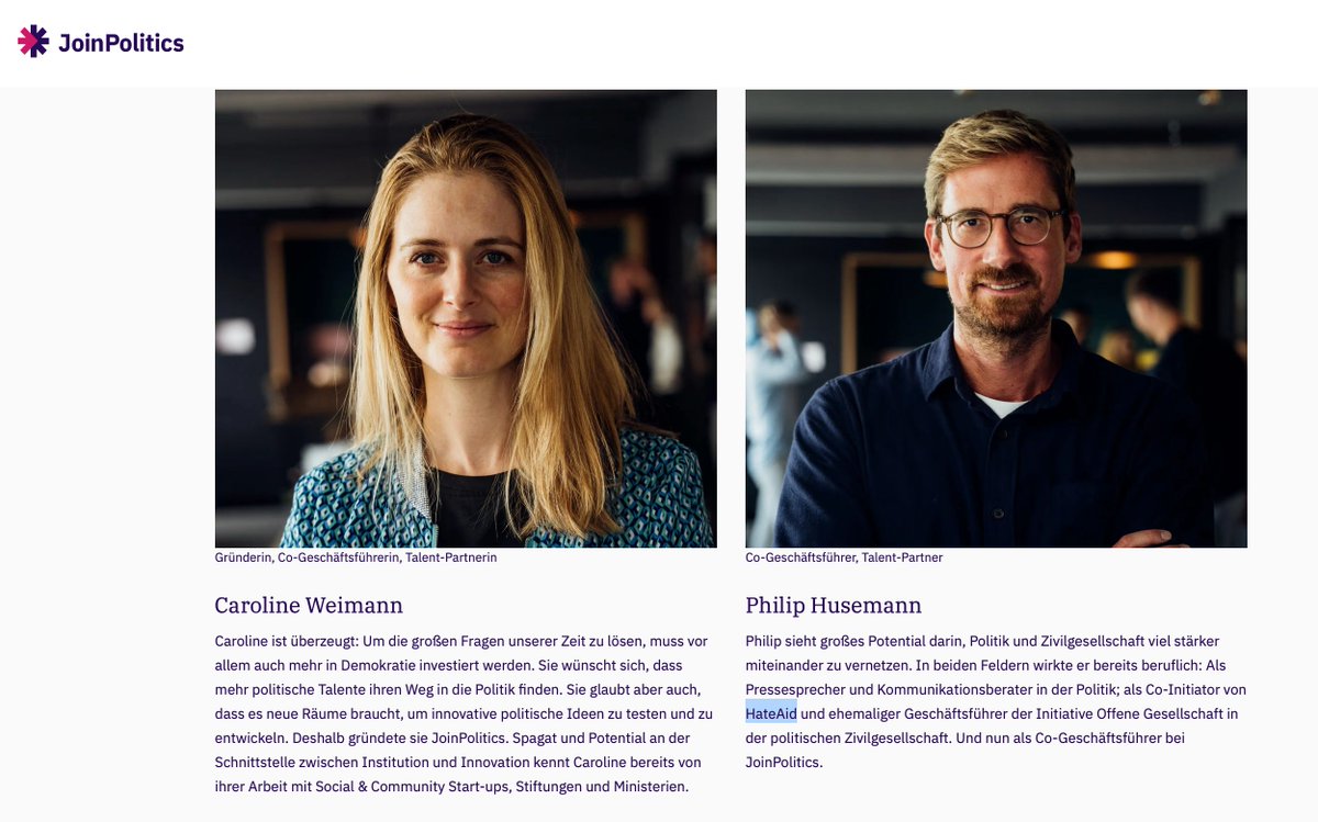 Philip Husemann von HateAid dachte, er kann einfach zur nächsten NGO weiter ziehen und keiner merkt es?

- Co-Initiator von HateAid
- ex-Geschäftsführer der Initiative Offene Gesellschaft 
- Co-Geschäftsführer bei JoinPolitics

–––––––––

21. Februar 2018 
Die "Initiative Offene