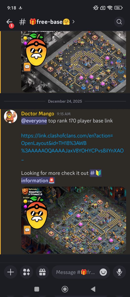 Daily free bases in discord and whatsapp channel we have shared join us and push at top ranks

whatsapp.com/channel/0029Vb…

discord.gg/gkfrwUbaBD

#coc #ClashOfClans #clashon