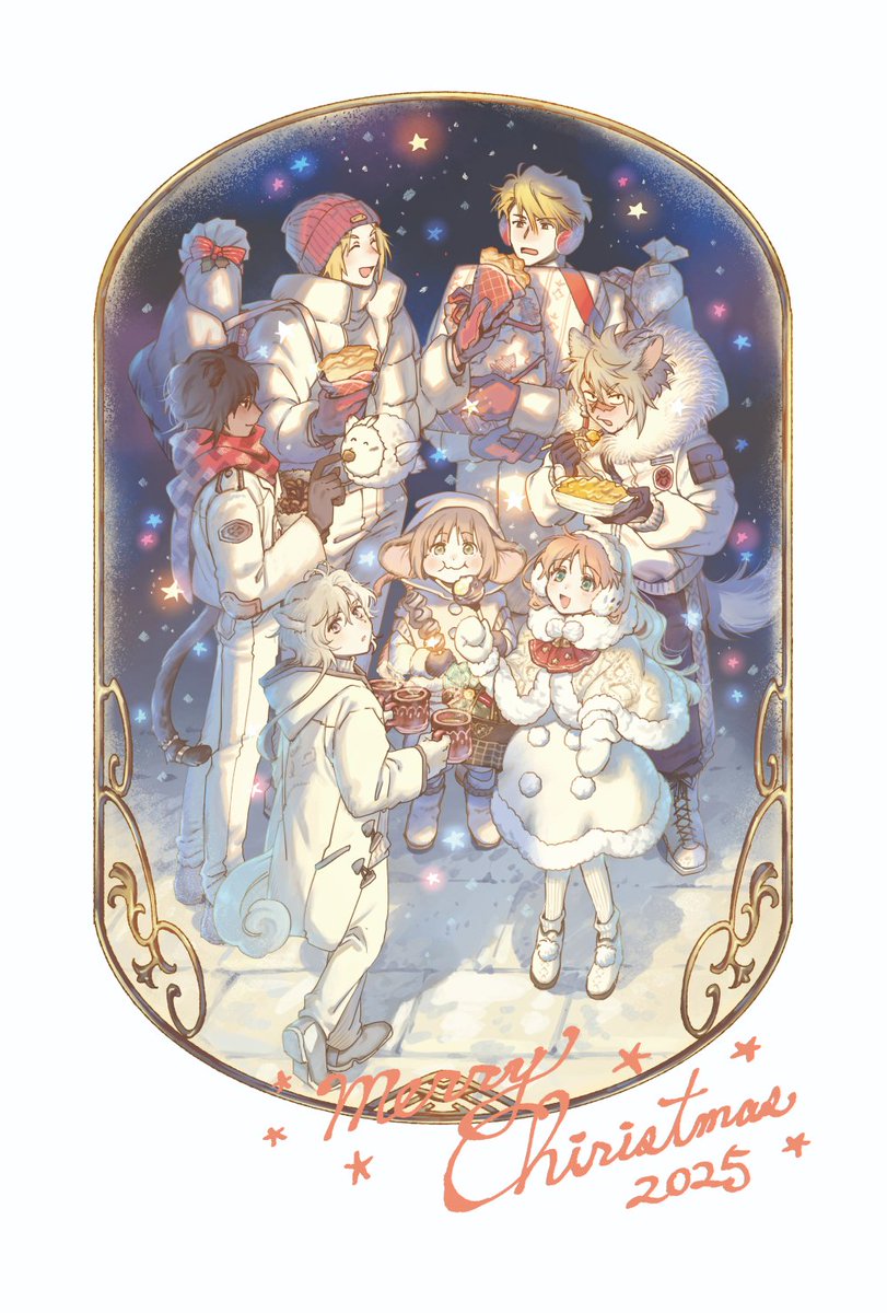 メリークリスマス🎄✨️今年はクリスマスのお買い物中のみんなを描きました！ネットプリントに登録したのでお時間あるときにプリントして頂けたら嬉しいです！
🎉予約番号【02888943】セブンイレブンのみ L版カラー40円 2026/01/23 まで 
🍰printing box番号
【5211743】