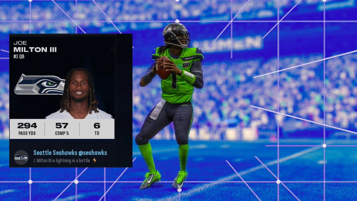 BotdsSeahawks's tweet image. Week 1 Joe Milton had a solid start to the season. Seattle starts the season off with a Win. Next week former Super Bowl champions Pitt.