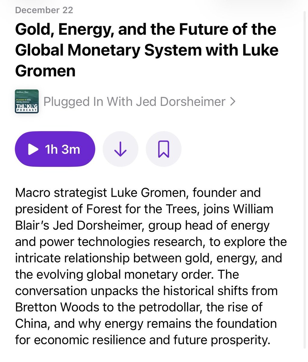 This was an engaging conversation about the interplay between energy, gold,  and the evolving monetary order. Thanks for having me on Plugged In, Jed!  (Link below.)