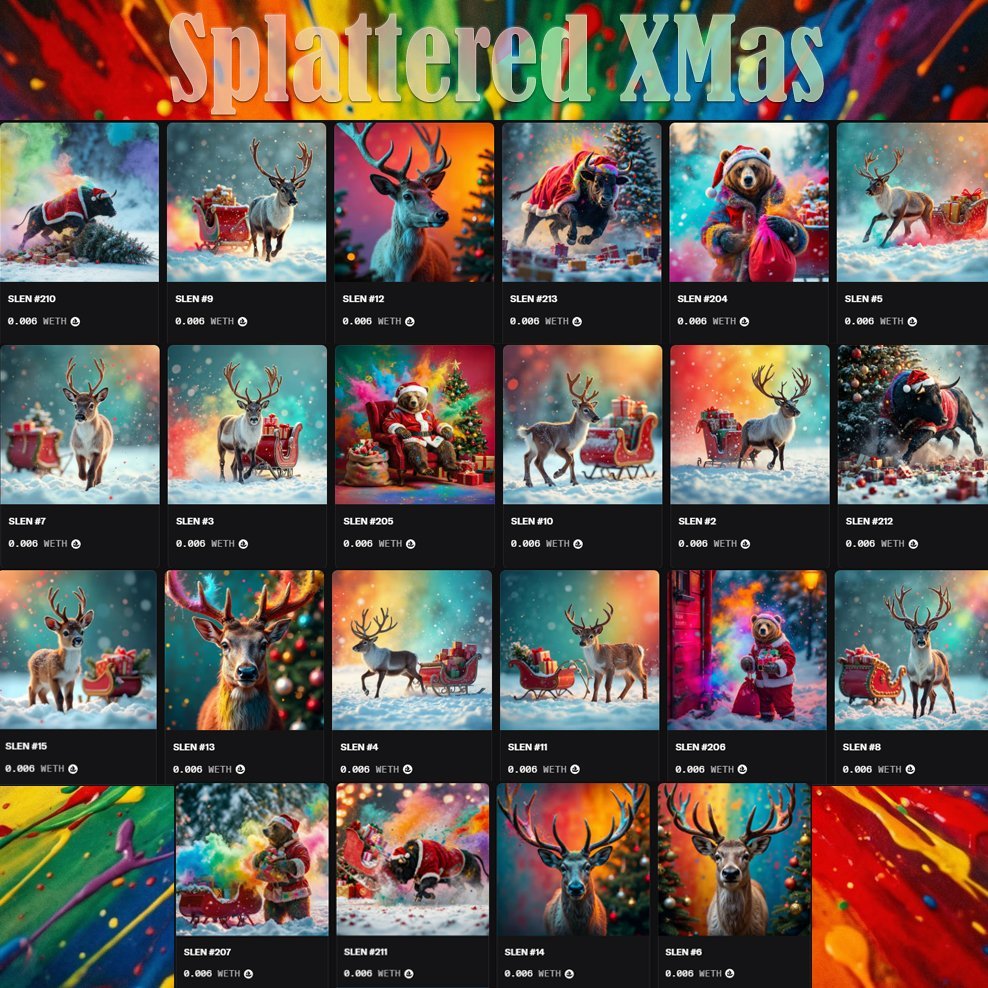 BarkCanvasNFT's tweet photo. Good morning #SplatterLegions fam !!!
It's a day before XMas, and final hours before vacation time โผ๏ธ๐ฅณ๐
Today we go back to the origins of #SplatteredXmas !!!
#Rudolf brings a sleigh full of presents to our โค๏ธ!!!
#SLEN 2 at just 0.006 ETH until the New Year !
https://t.co/R143j9xgH6
1/1 #NFT #NFTArt #AnimalsNFT #Christmas #XMas #ChristmasPresents #NFTCollection #NFTCollectors #AIArt #ChristmasNFT #EchoesofNature