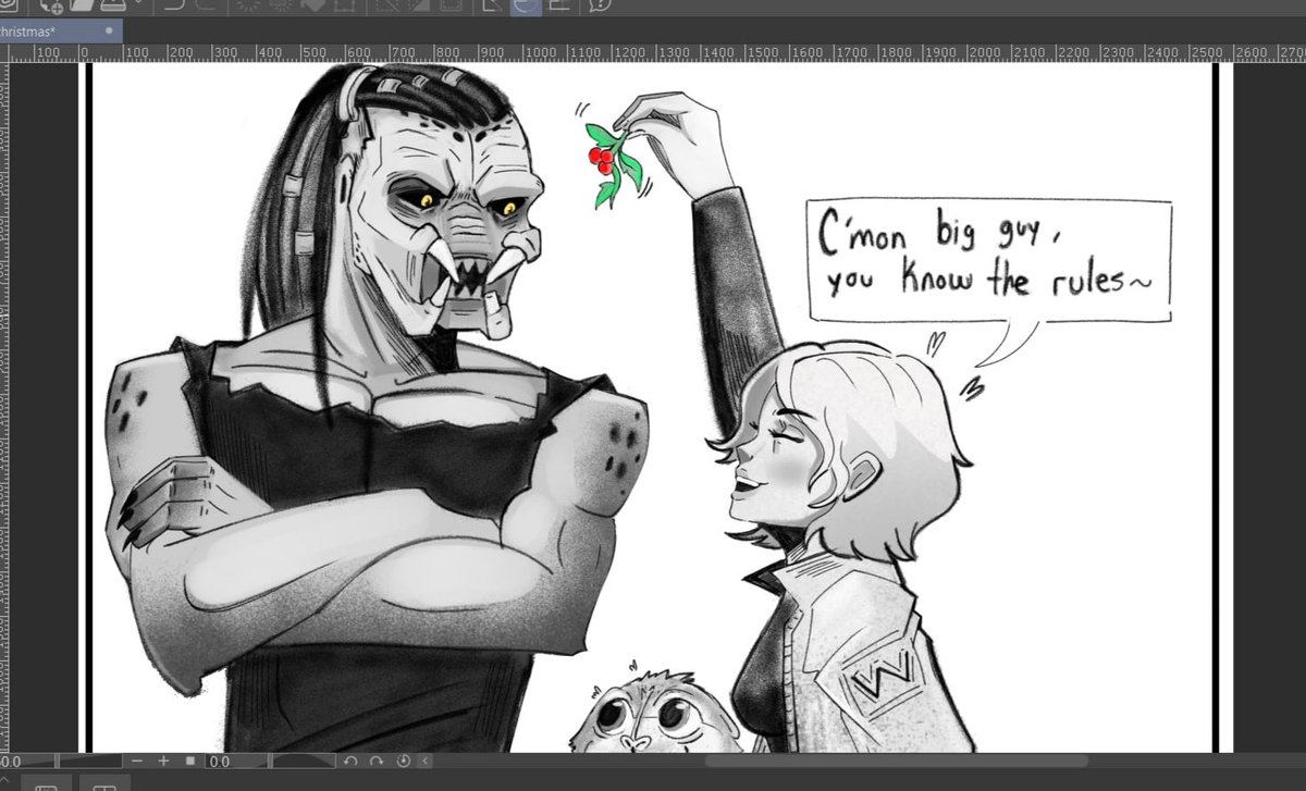 👀✨Wip on a mini comic I'm finishing up featuring this couple...

You'll see it soon!🩷🙈
#predatorbadlands #doodleart #yautja #predator #WIP