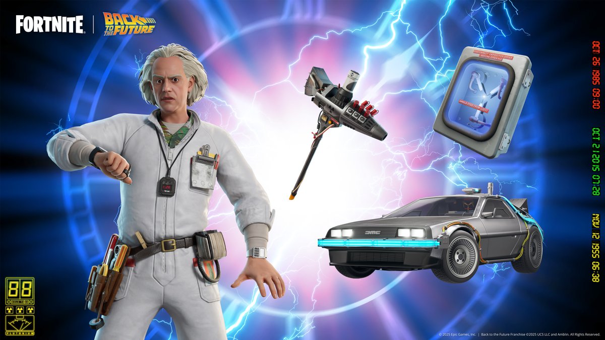 Fortnite's tweet image. Hold onto your Flux Capacitors…

Doc Brown and his legendary Time Machine have arrived in Fortnite!