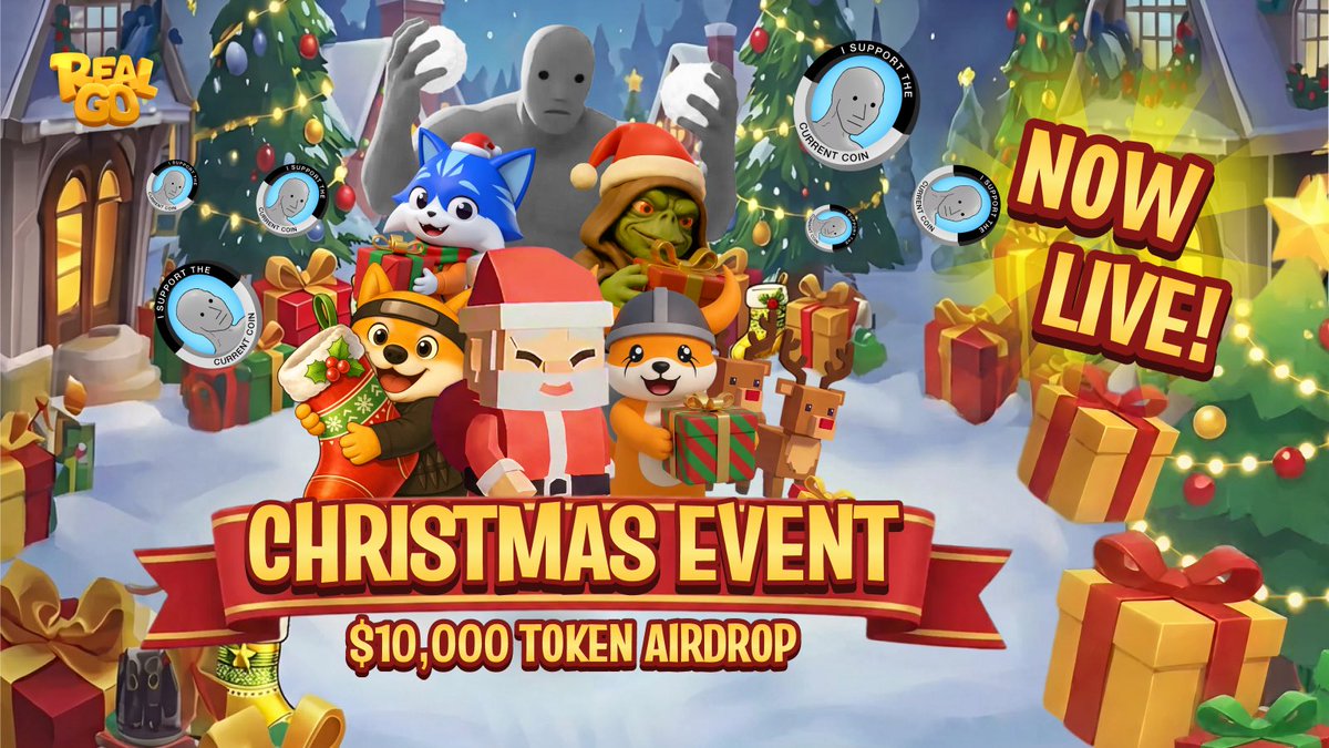 🎉 The Christmas Event is officially live! Thank you all for your patience!

🎅 Santa has brought $10,000 in rewards to the RealGo world.
Click on the Christmas stockings you see and interact with them for a chance to win massive rewards!

🎄 Join the Christmas celebration now