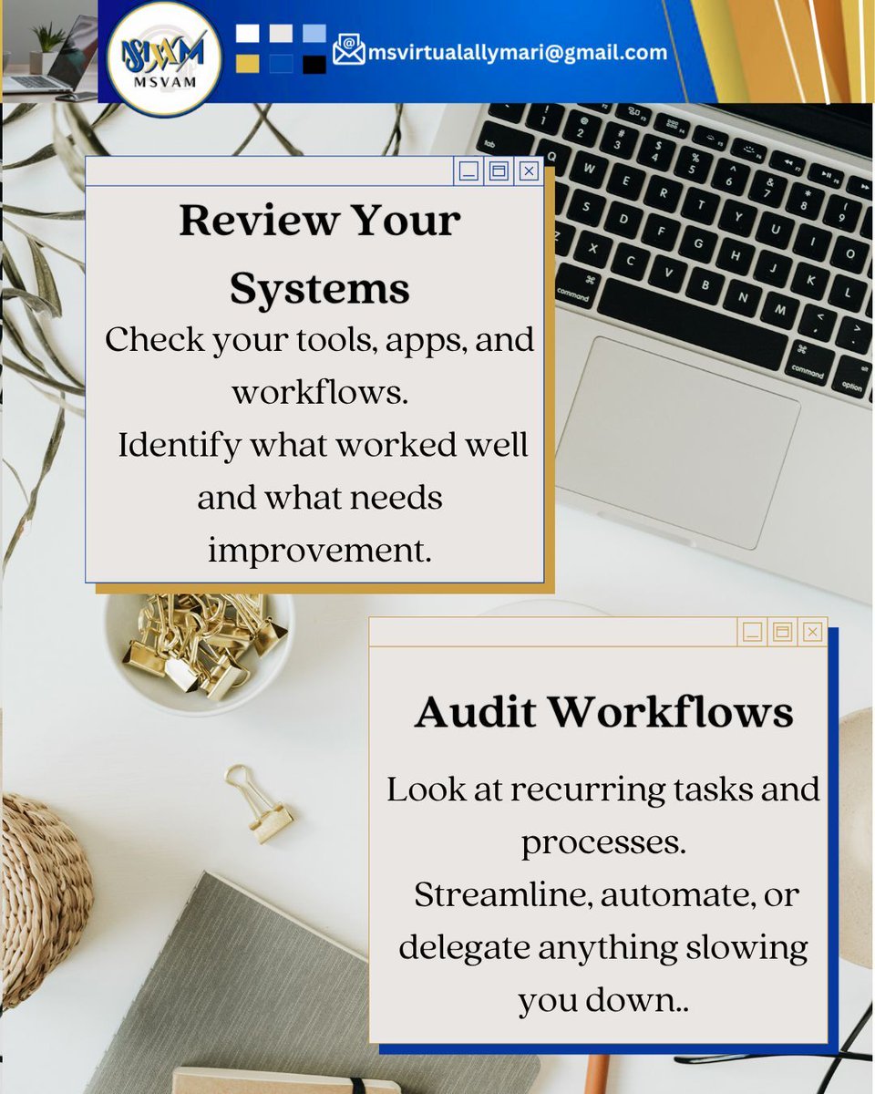 Basco_Marilyn13's tweet image. The year is ending — perfect time to reflect, review, and reset. 
Audit your workflows, review your systems, set actionable goals, and celebrate your wins.

Planning a few hours now ensures 2026 starts organized, focused, and productive. 💙

#YearEndReview #VASystems #MSVAM