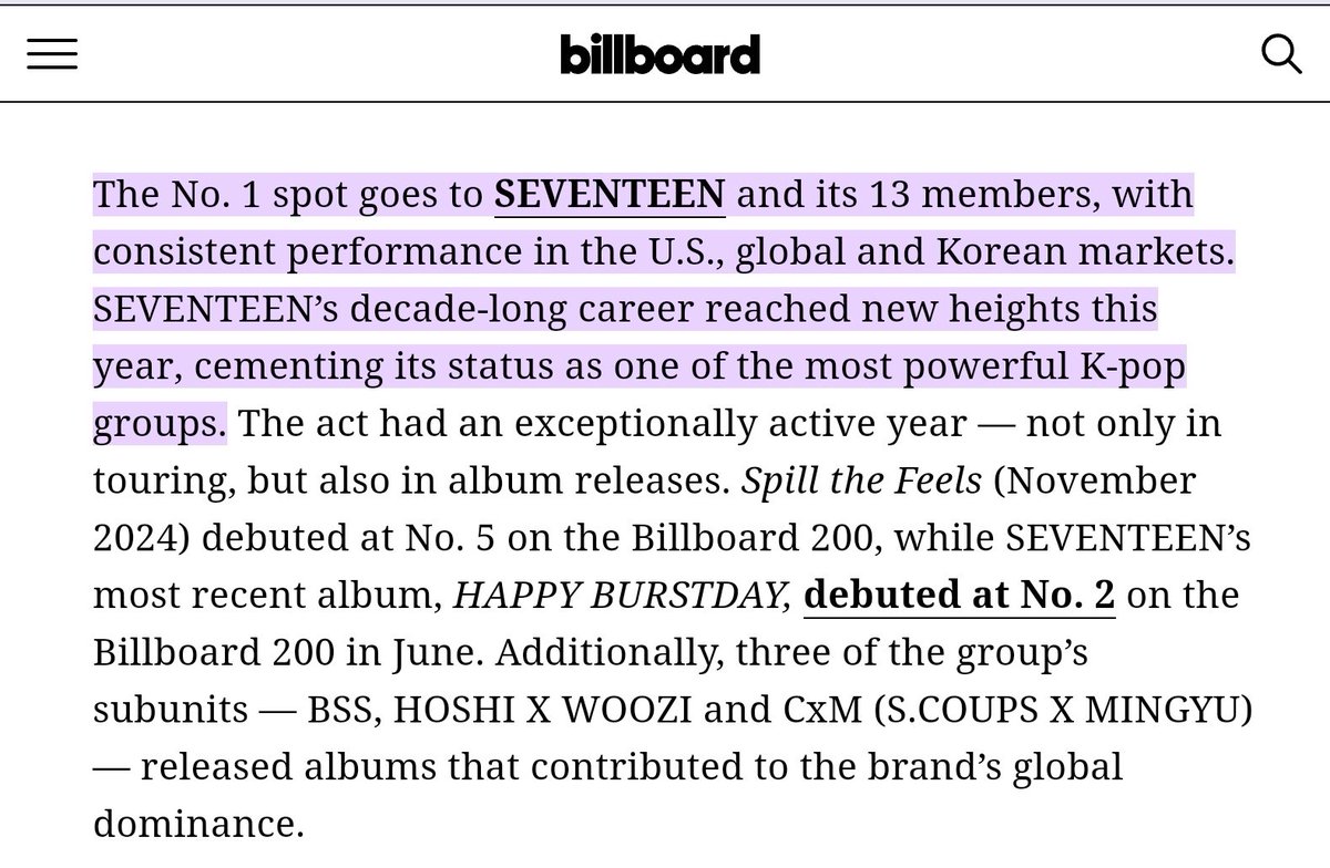 <a href="/billboardkorea/">Billboard Korea</a> <a href="/billboard/">billboard</a> your justification for the ranking is very interesting considering Stray Kids also had two albums this year released which both not only debuted at #1 on Billboard 200, but sold more globally, and KARMA is charting at 17 weeks, the longest of any kpop.