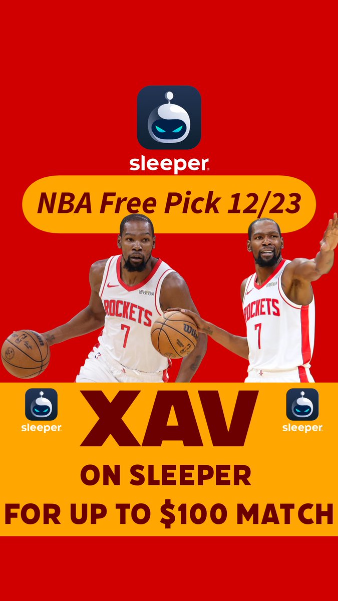 XAVSportsBets's tweet image. NBA Picks 12/23 Free Pick! Kevin Durant needs 1 point on Tuesday 12/23! Grab this Christmas Eve Eve pick with code XAV on Sleeper! NBA Promo for new users! #kevindurant #NBA #basketball #houstonrockets #nbahighlights