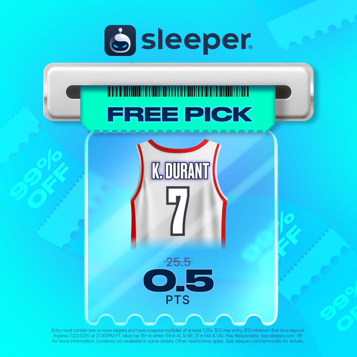 XAVSportsBets's tweet image. NBA Picks 12/23 Free Pick! Kevin Durant needs 1 point on Tuesday 12/23! Grab this Christmas Eve Eve pick with code XAV on Sleeper! NBA Promo for new users! #kevindurant #NBA #basketball #houstonrockets #nbahighlights