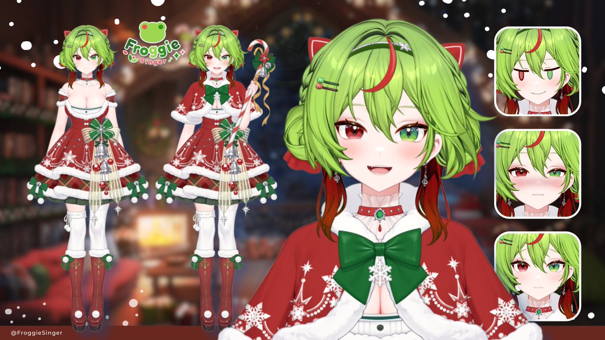 FroggieSinger's tweet photo. βοΈ Winter Outfit Reveal time!! ππΈ
Bells, sparkles, fluffy trim, candy cane wand⦠the whole festive buffet.
Hope my cozy lilβ Christmas Froggie look warms up your timeline today! π
#VTuber #VtuberEN #WinterOutfit #DrawFroggie #Frogfits https://t.co/JUUHoVSqqi