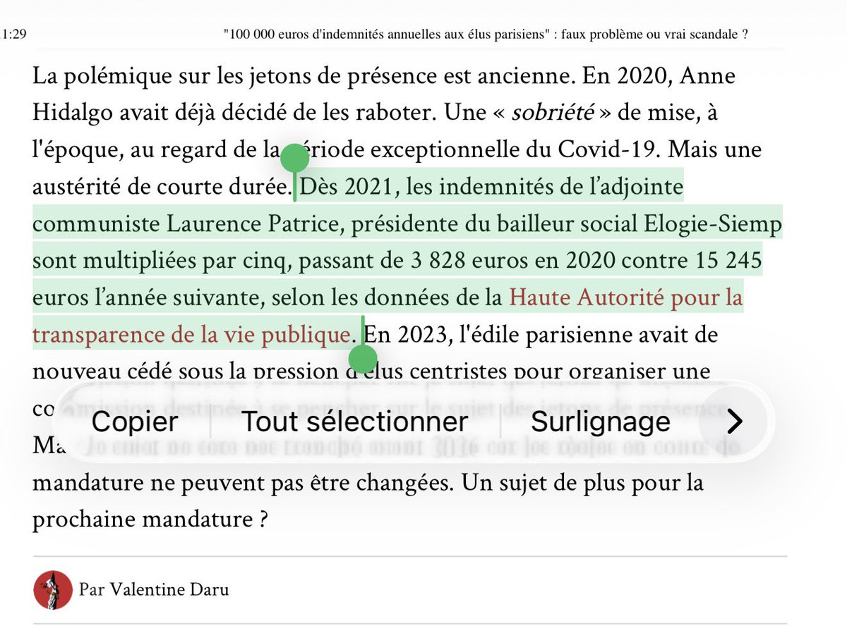 Aucune justification de la Ville de Paris n’est donnée sur l’augmentation (x5!!!) de l’indemnité de la «communiste» Madame Patrice adjointe de Madame Hidalgo en tant que présidente d’un bailleur social. Madame Patrice ne fait pas partie des élus ayant renoncé à leur indemnité.