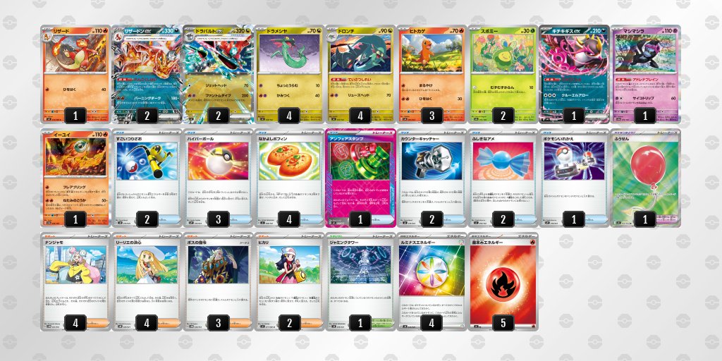pokeca_book's tweet photo. スタートデッキ100環境
ドラパルトex＋リザードンexのシティリーグ入賞デッキを掲載しました。

【ドラパルトex＋リザードンex】環境デッキレシピまとめ https://t.co/lMYQiGKHtN https://t.co/vl7xzBFiM6