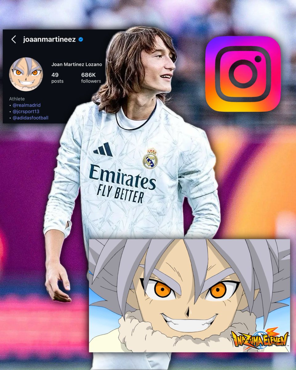 👤⚡️| Real Madrid player, Joan Martinez Lozano, has set Instagram profile picture as Fubuki Atsuya/Aiden Froste from our beloved INAZUMA ELEVEN!