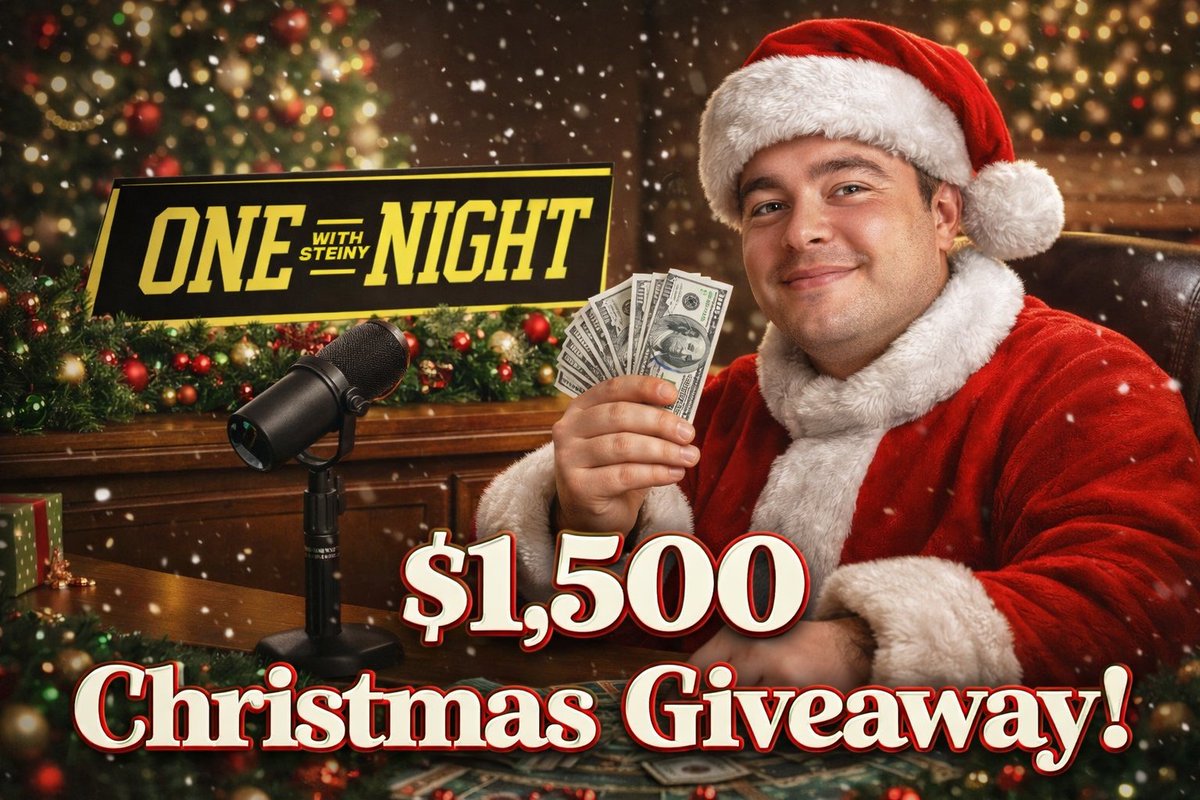 Steiny Claus wants to put $1,500 under YOUR tree this year🔥

-Follow <a href="/onenightsteiny/">One Night with Steiny</a> on X    
-Repost and comment on this post   
-Like/Subscribe to the <a href="/onenightsteiny/">One Night with Steiny</a>
YouTube channel    
-Comment on the recent episode

Happy holidays to the One Night with Steiny community!