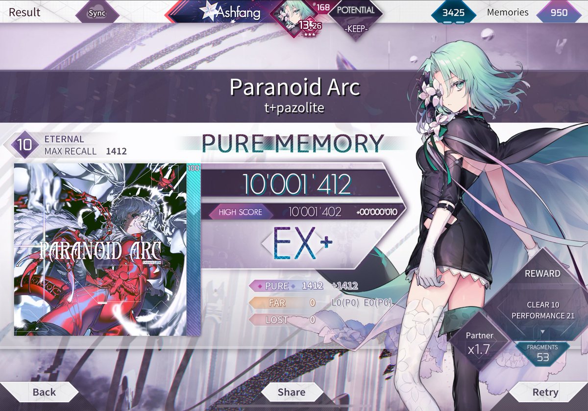 BlueDiamond091's tweet photo. #arcaea
Paranoid Arc [ETR 10] 最速理論值 https://t.co/FNWsc90bTQ