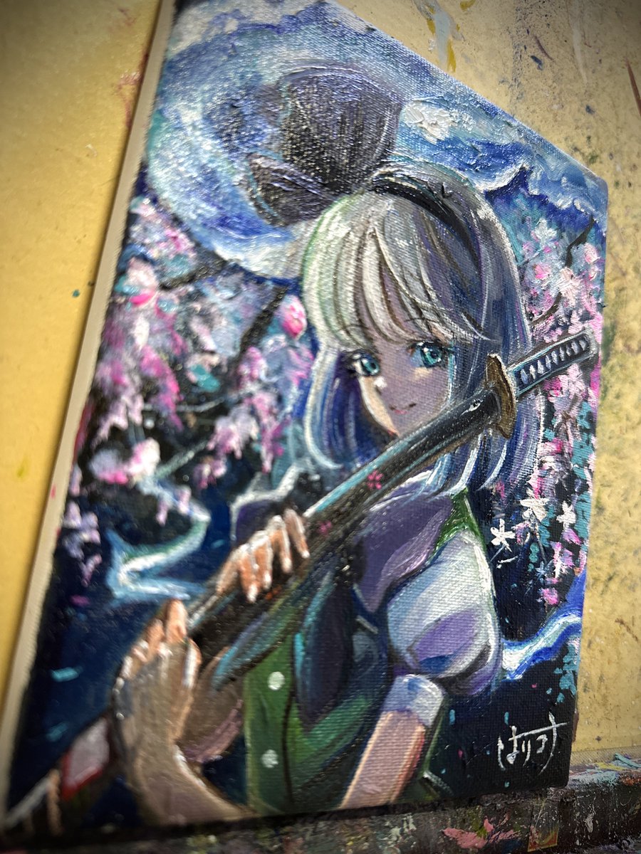 お値下げしました❗絵画 油絵 矢田晃「オンフルール湖のカフェ通り 」 油彩画 額縁外寸55.5x46.5x5