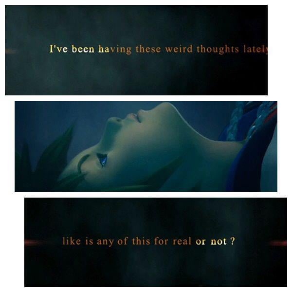 MasterLeytrx's tweet photo. Casual reminder that the literal first words ever spoken in the Kingdom Hearts franchise are an existential crisis https://t.co/RWVlkSdTZd