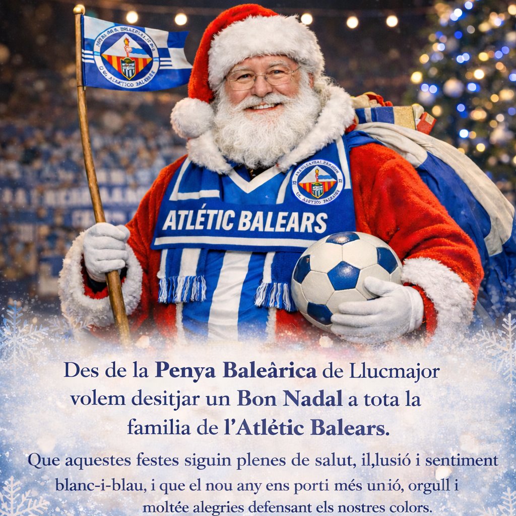 💙🤍 Bon Nadal i Feliç Any Nou 🤍💙
De cara al proper any, arriben noves idees i alguns canvis interessants dins la nostra penya que ens ajudaran a créixer i a fer-nos encara més forts.
Força Atlètic!
🎄⚽💙🤍